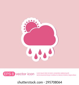 weather icon. sun behind the cloud with rain