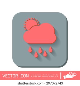 weather icon. sun behind the cloud with rain