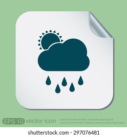 weather icon. sun behind the cloud with rain
