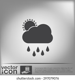 weather icon. sun behind the cloud with rain