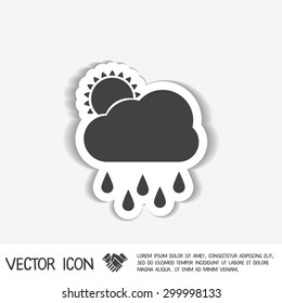 weather icon. sun behind the cloud with rain