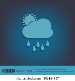 weather icon. sun behind the cloud with rain