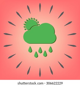 weather icon. sun behind the cloud with rain