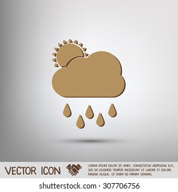 weather icon. sun behind the cloud with rain
