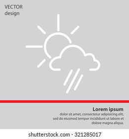 weather icon. sun behind the cloud with rain
