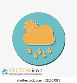 weather icon. sun behind the cloud with rain