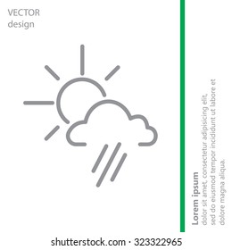 weather icon. sun behind the cloud with rain