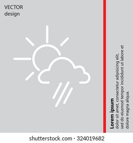 weather icon. sun behind the cloud with rain