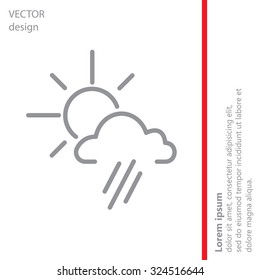 weather icon. sun behind the cloud with rain