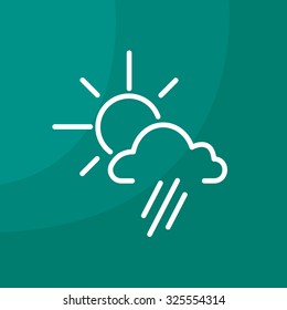 weather icon. sun behind the cloud with rain