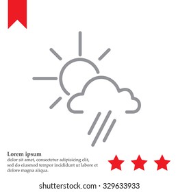 weather icon. sun behind the cloud with rain