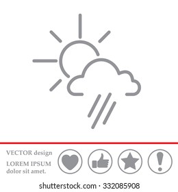 weather icon. sun behind the cloud with rain