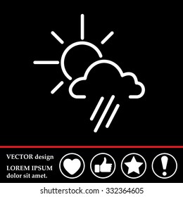 weather icon. sun behind the cloud with rain