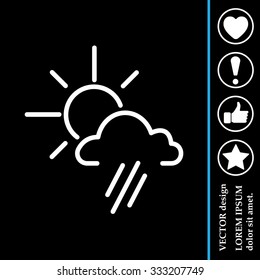 weather icon. sun behind the cloud with rain
