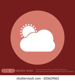 weather icon, sun behind the cloud with rain. 