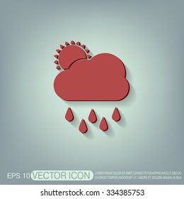 weather icon. sun behind the cloud with rain