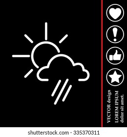 weather icon. sun behind the cloud with rain