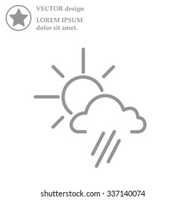 weather icon. sun behind the cloud with rain