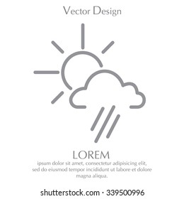 weather icon. sun behind the cloud with rain