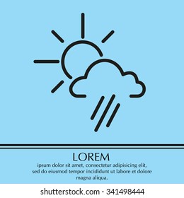 weather icon. sun behind the cloud with rain