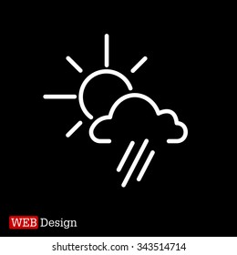 weather icon. sun behind the cloud with rain