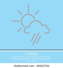 weather icon. sun behind the cloud with rain
