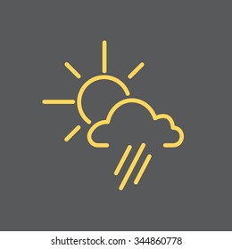 weather icon. sun behind the cloud with rain