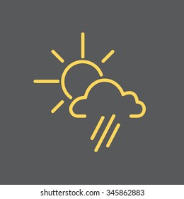 weather icon. sun behind the cloud with rain