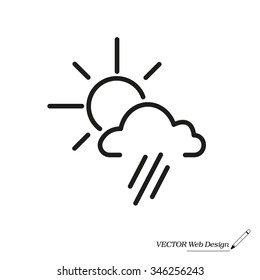 weather icon. sun behind the cloud with rain