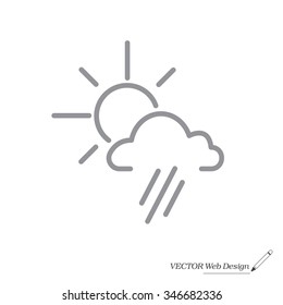 weather icon. sun behind the cloud with rain