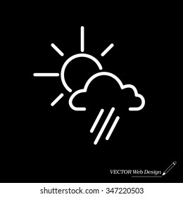 weather icon. sun behind the cloud with rain