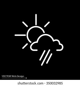 weather icon. sun behind the cloud with rain