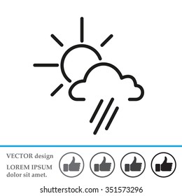 weather icon. sun behind the cloud with rain