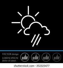 weather icon. sun behind the cloud with rain