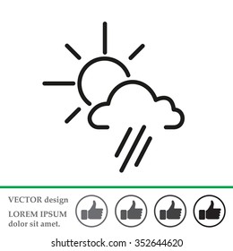 weather icon. sun behind the cloud with rain