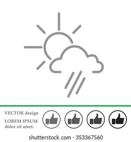 weather icon. sun behind the cloud with rain
