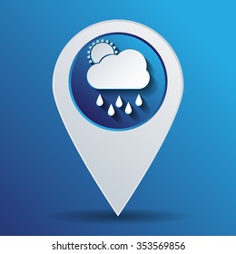 weather icon. sun behind the cloud with rain