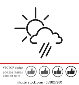 weather icon. sun behind the cloud with rain