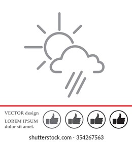weather icon. sun behind the cloud with rain