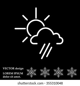 weather icon. sun behind the cloud with rain