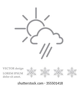 weather icon. sun behind the cloud with rain