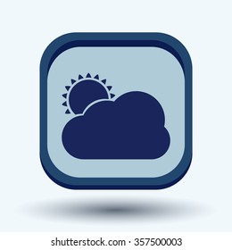 weather icon, sun behind the cloud with rain. 