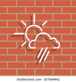 weather icon. sun behind the cloud with rain