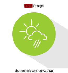 weather icon. sun behind the cloud with rain