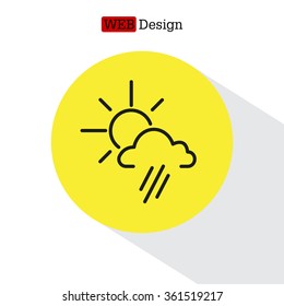 weather icon. sun behind the cloud with rain
