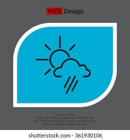 weather icon. sun behind the cloud with rain