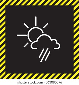 weather icon. sun behind the cloud with rain