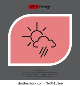weather icon. sun behind the cloud with rain