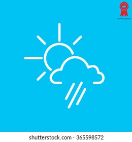 weather icon. sun behind the cloud with rain