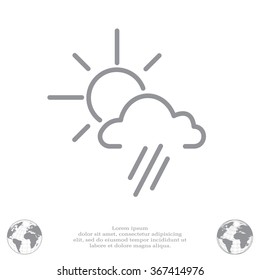 weather icon. sun behind the cloud with rain